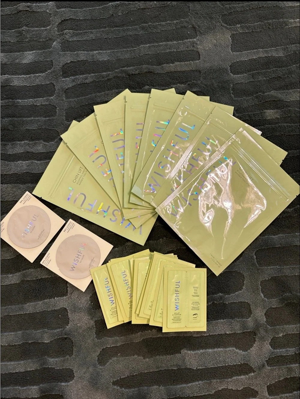 WISHFUL Chin Lift Masks and samples